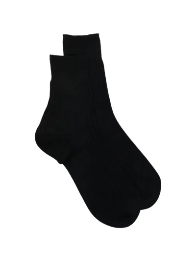 Zegna Ribbed-knit Socks In Black