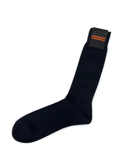 Zegna Ribbed-knit Socks In Blue