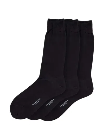 Zegna Ribbed-knit Socks (set Of Three) In Black