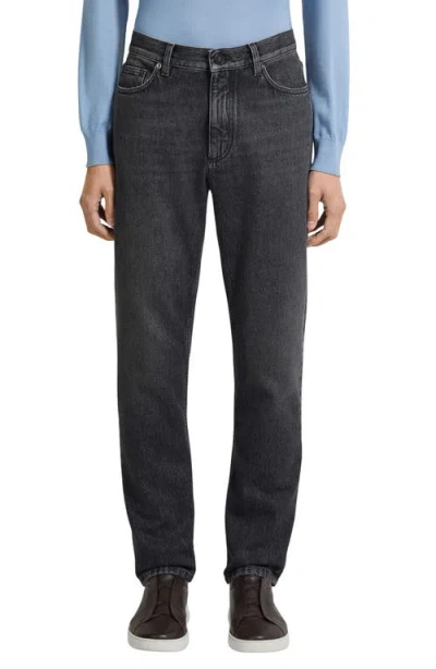 Zegna Roccia Slim Fit Jeans In Dark Gray In Black