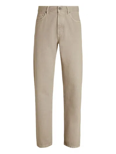 Zegna City Fit Nonstretch Denim Jeans In Brown