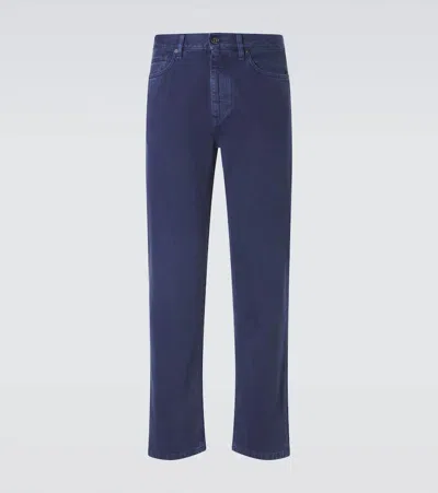 Zegna Roccia Cotton Slim Jeans In Blue