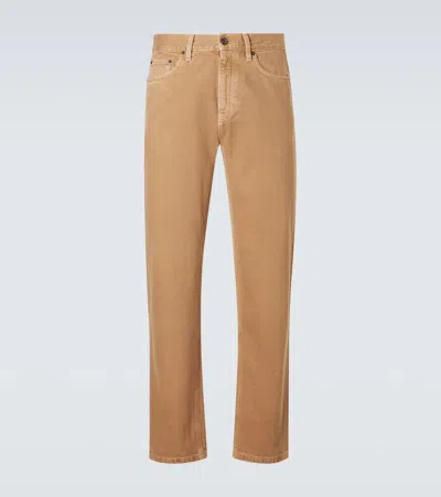 Zegna Roccia Cotton Straight Pants In Brown