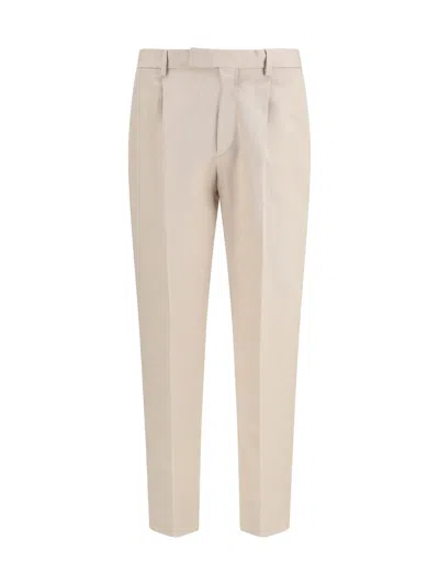 Zegna Roccia Cotton Trousers In Neutral