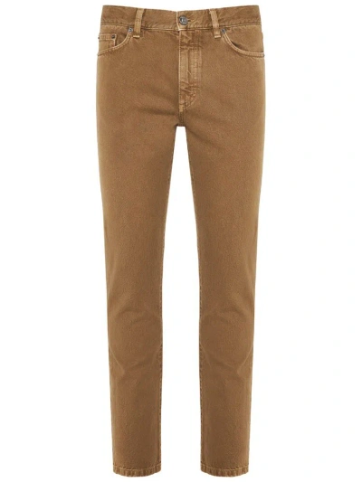 Zegna Roccia Denim Jeans In V64 Khaki Solid