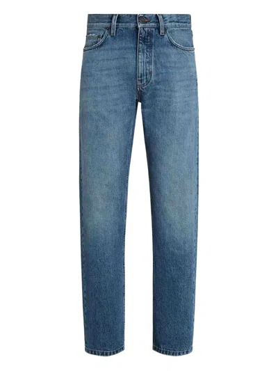 Zegna Roccia Stone-washed Jeans In Blue