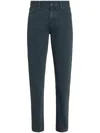 Zegna Dark Teal Blue Stone-washed Cotton Roccia Jeans In Blue