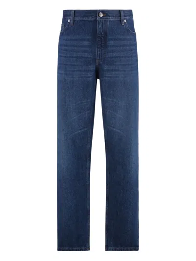 Zegna Roccia Logo-patch Jeans In Blue
