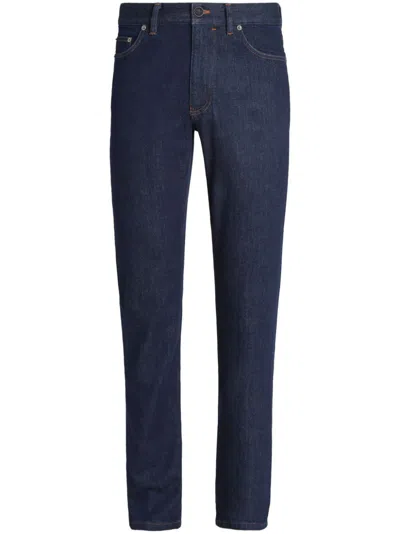 Zegna Roccia Rinse-washed Jeans In Blue