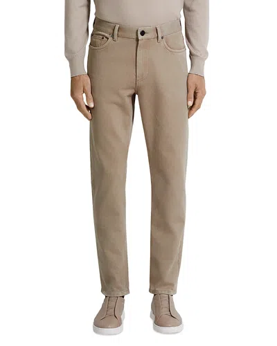 Zegna Roccia Slim Fit Cotton And Cashmere Pants In Neutral