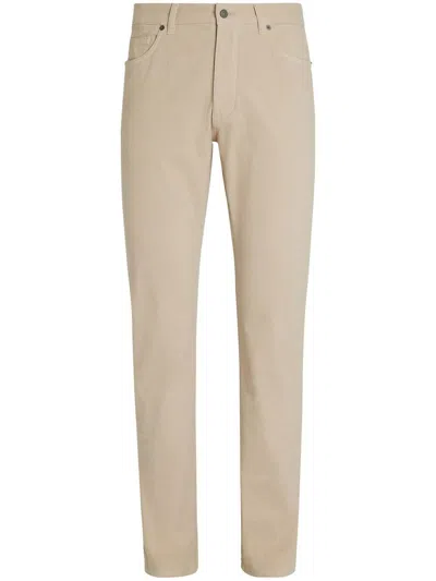 Zegna Garment-dyed Tapered Jeans In Neutrals
