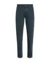 Zegna Dark Teal Blue Stone-washed Cotton Roccia Jeans In Dark Teal Blue