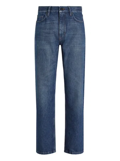 Zegna Roccia Stone-washed Jeans In Blue
