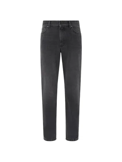 Zegna Roccia Stone-washed Jeans In Gray