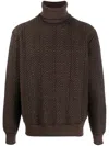Zegna Roll-neck Knitted Sweater In Brown