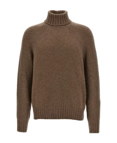 Zegna Roll-neck Wool-blend Jumper In Green