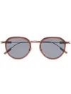 Zegna Round-frame Metal Sunglasses In Brown