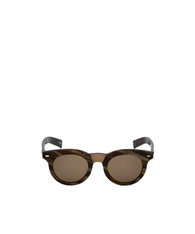Zegna Round-frame Sunglasses In Brown