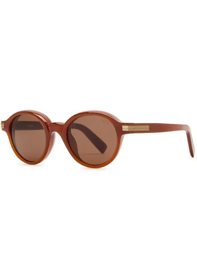 Zegna Round-frame Sunglasses In Shiny Milky Vicuna