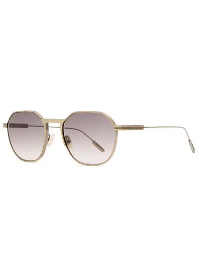 Zegna Round-frame Sunglasses In Gold