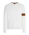 Zegna Stripe-detail Crew-neck Sweater In White