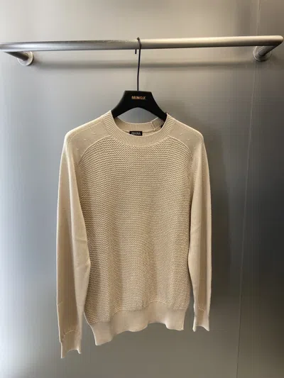 Zegna Round-neck Long-sleeved Sweater In Brown