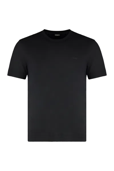 Zegna Round Neck Mini Cotton T-shirt In Animal Print