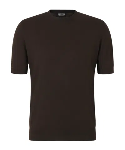 Zegna Round Neck Short Sleeve T-shirt In Black