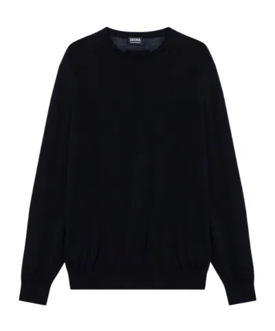 Zegna Round Neck Sweater In Black
