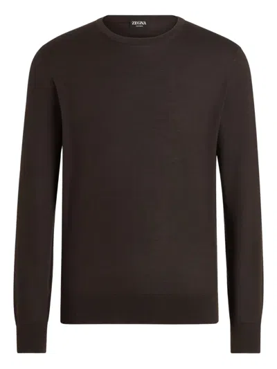 Zegna Cashmere Silk Long Sleeve Turtleneck In Brown