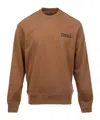 Zegna Crew-neck Sweatshirt With Flocked Logo In Brown