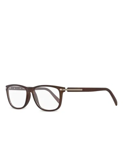 Zegna Round-shape Metal-accent Glasses In Brown