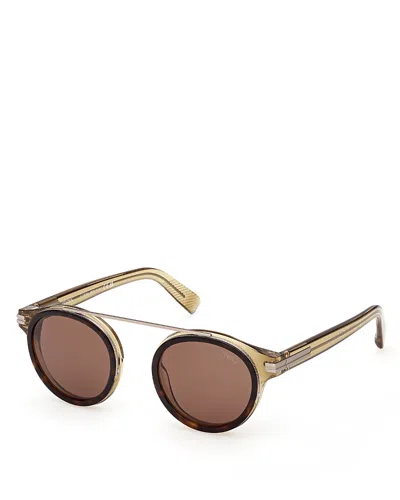 Zegna Round Sunglasses, 48mm In Brown