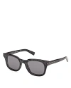 Zegna 50mm Rounfd Sunglasses In Black/gray Solid