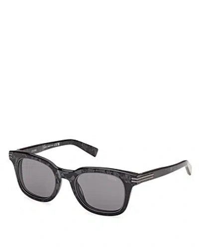 Zegna Round Sunglasses, 50mm In Black/gray Solid