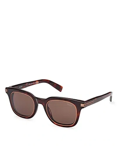 Zegna Round Sunglasses, 50mm In Havana/brown Solid