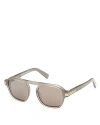 Zegna 51mm Round Sunglasses In Gray/tan Mirrored Solid