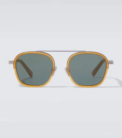 Zegna Round Sunglasses In Brown