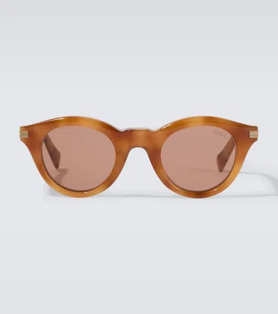 Zegna Round-frame Acetate Sunglasses In Brown