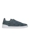 Zegna Men's Suede Triple Stitch Low Top Sneakers In Gray