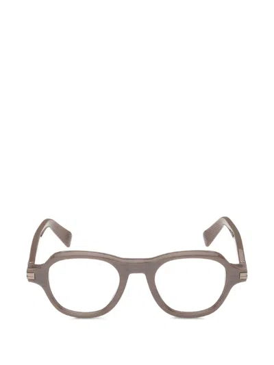 Zegna Round-frame Glasses In Brown