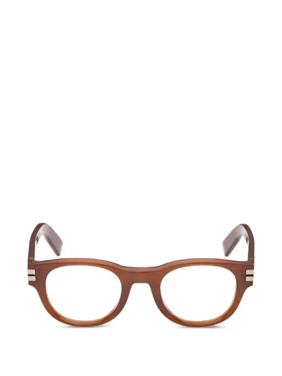 Zegna Round-frame Glasses In Brown