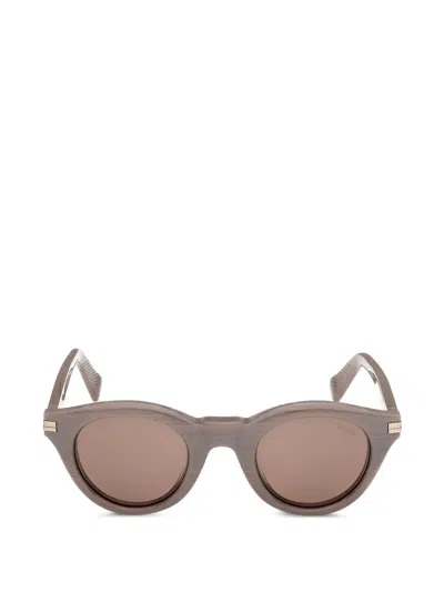 Zegna Round-frame Sunglasses In Brown