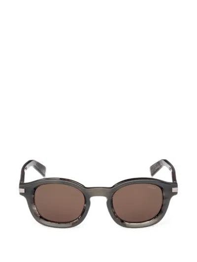Zegna Round-frame Sunglasses In Grey
