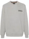 Zegna Rubberized Logo Crewneck Sweatshirt In 灰色
