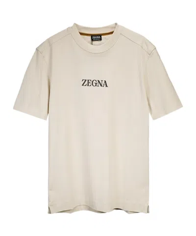 Zegna Rubberised-logo T-shirt In White