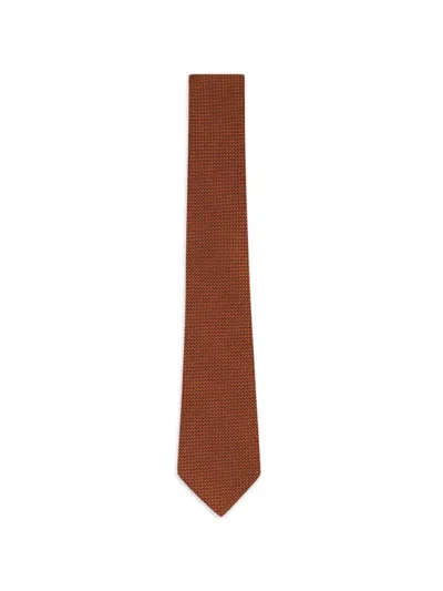 Zegna Rust-textured Silk Tie In Brown