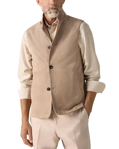 Zegna Sabbia Oasi Leather Vest In Neutral
