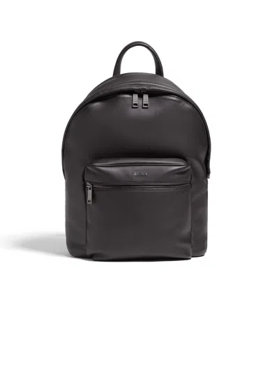 Zegna Dark Brown Secondskin Hoodie Backpack In Black