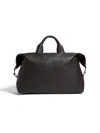 Zegna Raglan Secondskin Leather Holdall In Dark Brown